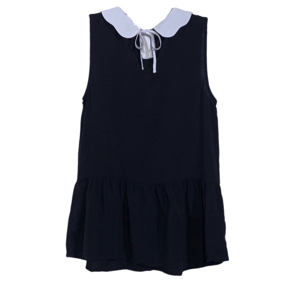 Modcloth Black White Embroidered Halloween Skull Collar Sleeveless Blouse Top S - Picture 2 of 7